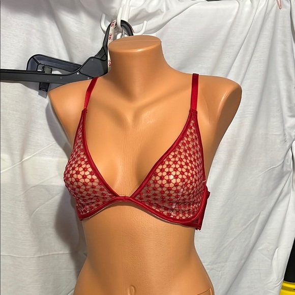 Victoria's Secret Red Mesh Triangle Bralette - Picture 1 of 12